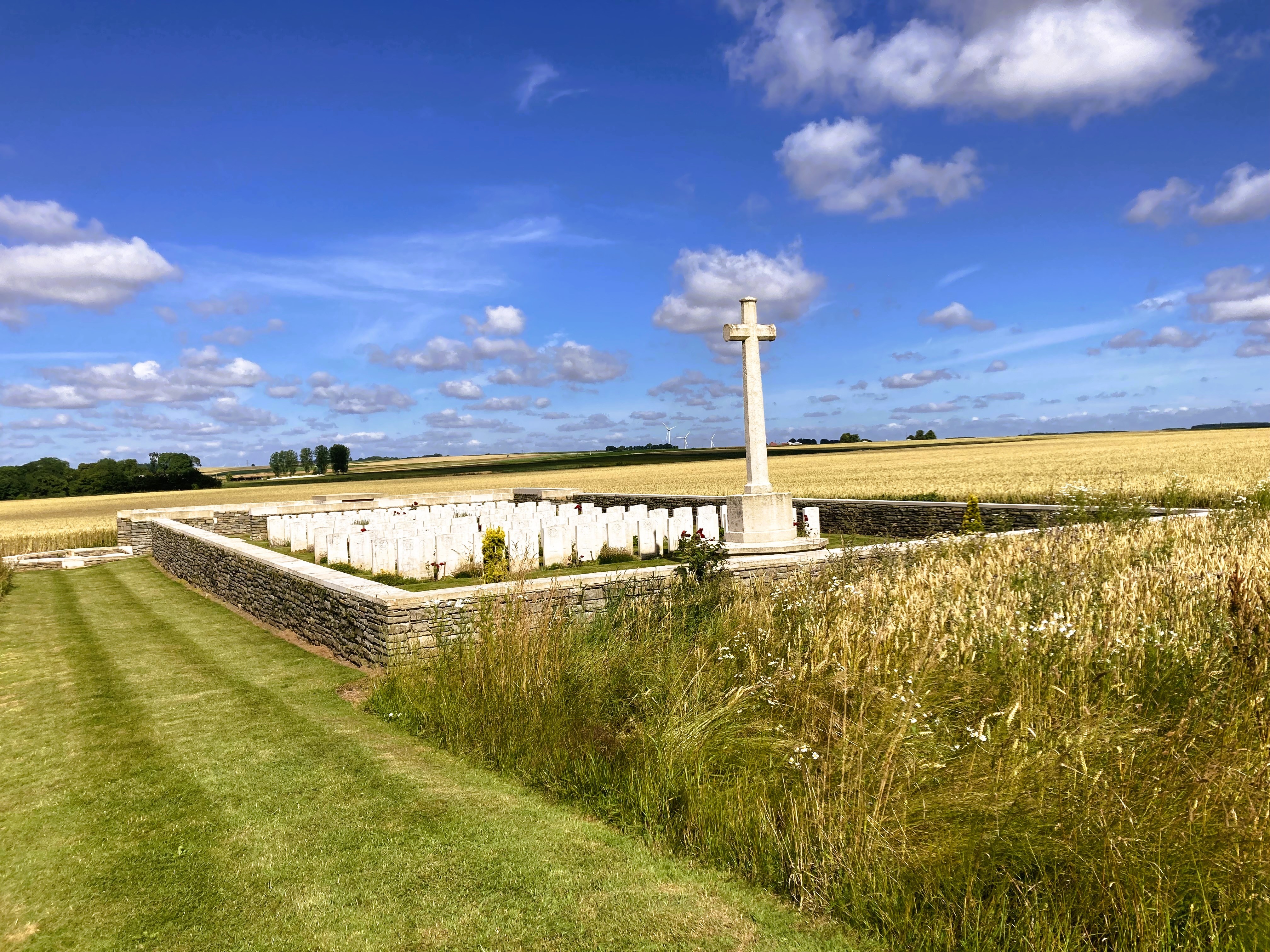 New Munich Trench cemetery in landscape of fields