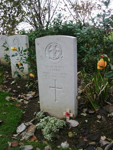 Headstone of Private John Parr